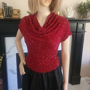 Donna Karan Red Sparkle Blouse